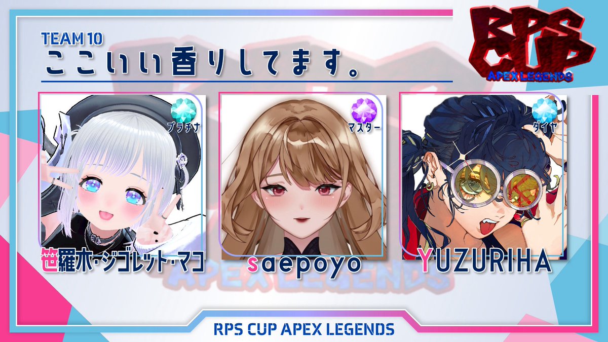 CupRpu0107's tweet photo. ˗ˏˋ #RPSCUP ˊˎ˗
▷1/7(水)20時開祭 ◁
チーム紹介⑩
《ここいい香りしてます。》
笹羅木・ジゴレット・マコ(@sasaragi456 )
Saepoyo(@saepoyo2 )
YUZURIHA(@YUZURIHA2021 ) https://t.co/py7LN8y8ts