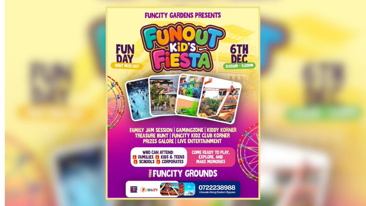 With the Funout Kid’s Fiesta coming up, who would you bring with you to the event and why? Tag them below.

#MorningCafeTV47 #FunoutFiesta #FunCityGardens #KidsEventKenya #FamilyFunDay #VendorsWanted #NairobiEvents

<a href="/Fredindimuli/">Fred Indimuli</a>