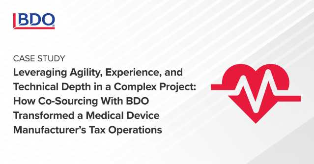 Tax resource constraints meant a difficult tax close process for this multibillion-dollar global manufacturer. Learn how BDO provided assistance to help our client navigate tax provision challenges: bdousa.com/48TwPIs