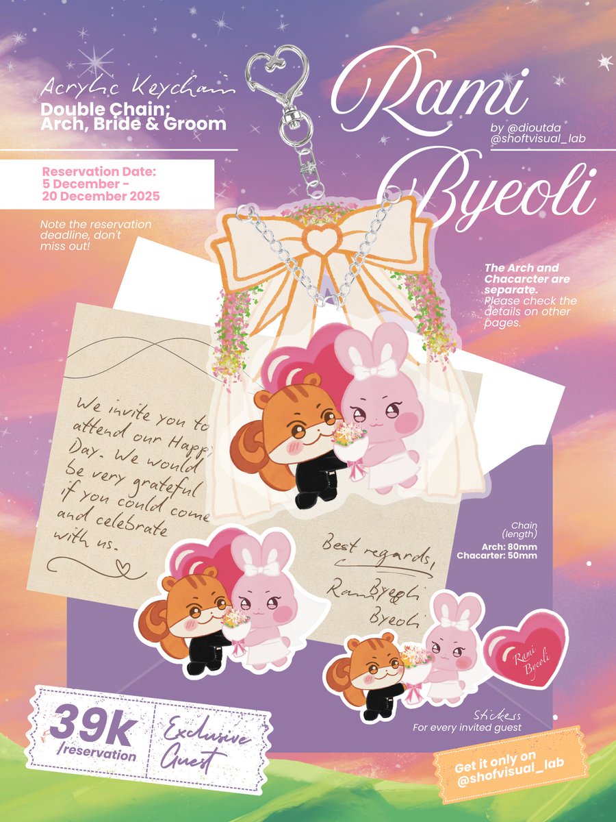 shoftvisual_lab's tweet image. [rt &amp;amp; like are appreciated]

💌 💐 You are invited!
Come and celebrate our Beloved Couple, Rami &amp;amp; Byeoli
𐙚⋆°🐿️🐇｡⋆♡

Reservation link: bit.ly/4pjL7Is
📅 05 - 20 Dec. 2025
🌐 open for WW/GO (please DM)

Notice and details on reply જ⁀➴