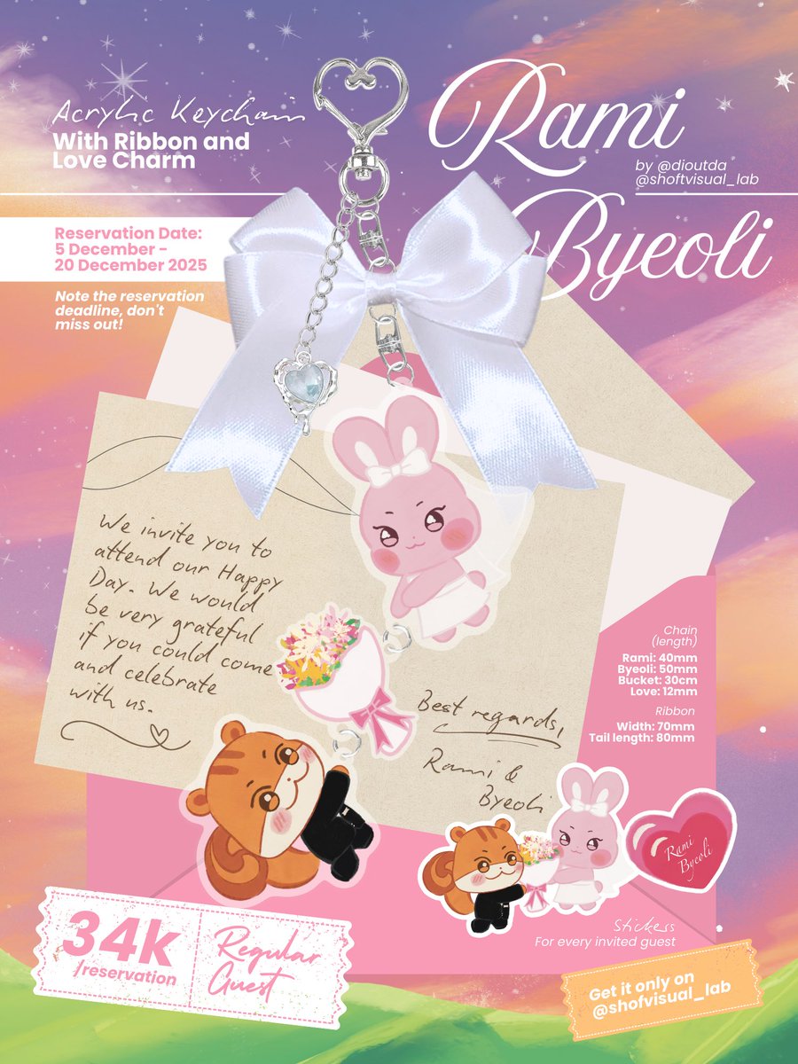 shoftvisual_lab's tweet image. [rt &amp;amp; like are appreciated]

💌 💐 You are invited!
Come and celebrate our Beloved Couple, Rami &amp;amp; Byeoli
𐙚⋆°🐿️🐇｡⋆♡

Reservation link: bit.ly/4pjL7Is
📅 05 - 20 Dec. 2025
🌐 open for WW/GO (please DM)

Notice and details on reply જ⁀➴