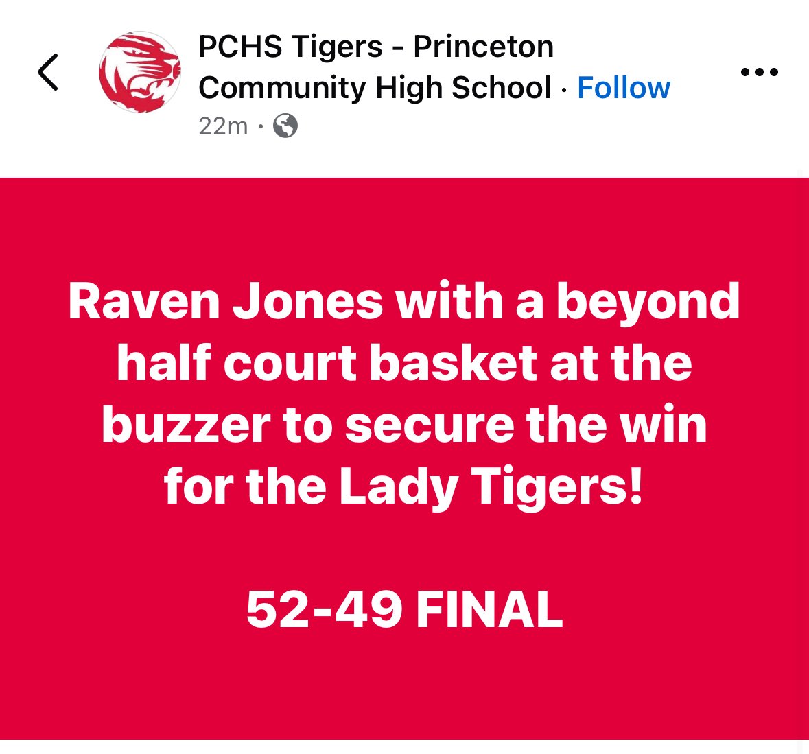 Way to go Raven! Congratulations to the Lady Tigers on the conference win at Forest Park!