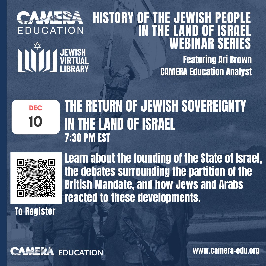 Join us on December 10 at 7:30pm EST for our first-ever collaboration with <a href="/CAMERA4Truth/">CAMERA</a>!
We’ll dive into The Return of Jewish Sovereignty in the Land of Israel, part of CAMERA’s history series.

🔗 Register here: us02web.zoom.us/webinar/regist…
#Israel #JewishHistory #CAMERA #JVL
