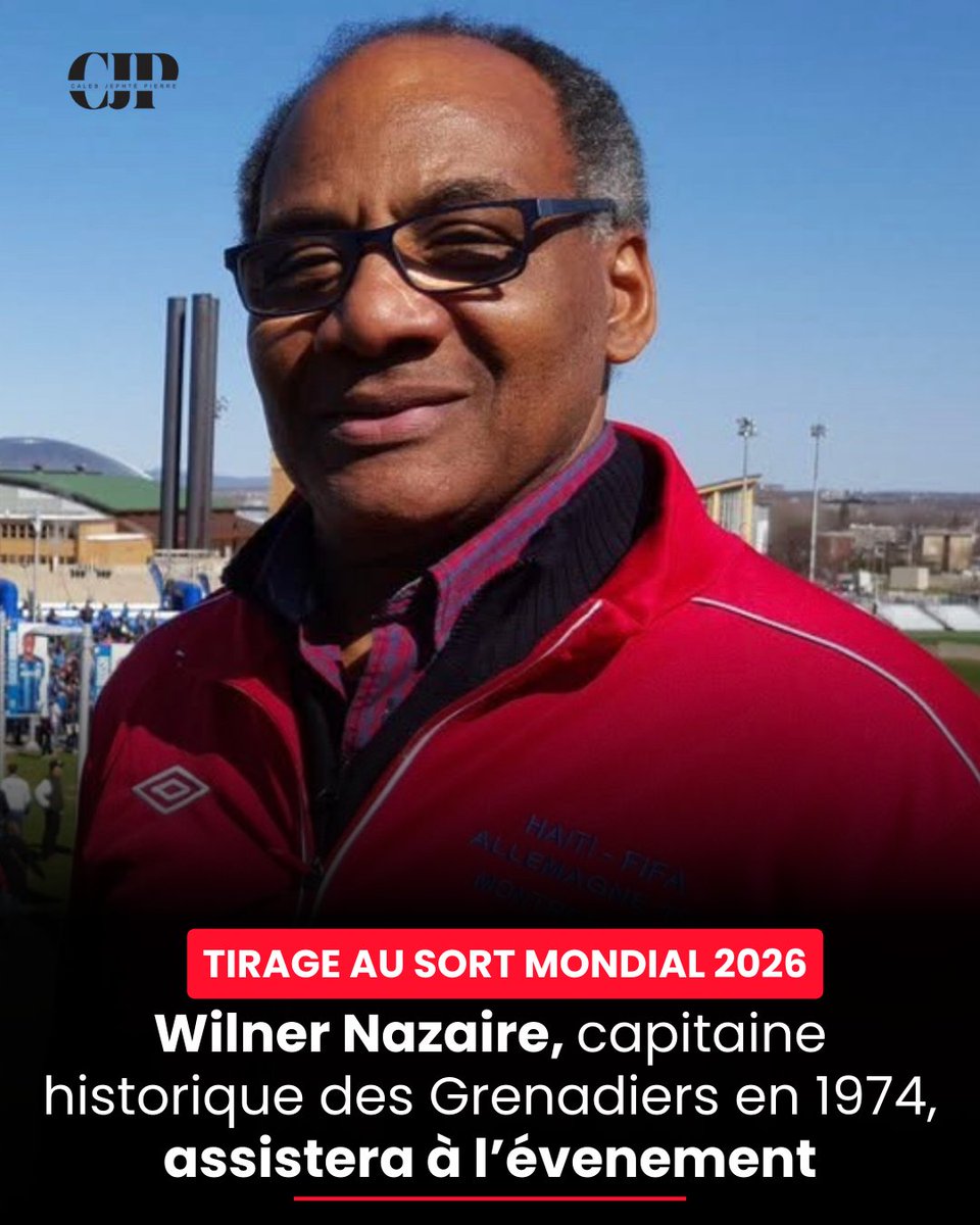 Capitaine de la sélection haïtienne lors de la Coupe du monde 1974, Wilner Nazaire assistera au tirage au sort du Mondial 2026 ce vendredi à Washington !

La légende du football haïtien fait partie de la délégation présente aux États-Unis, aux côtés de hauts dignitaires de la FHF