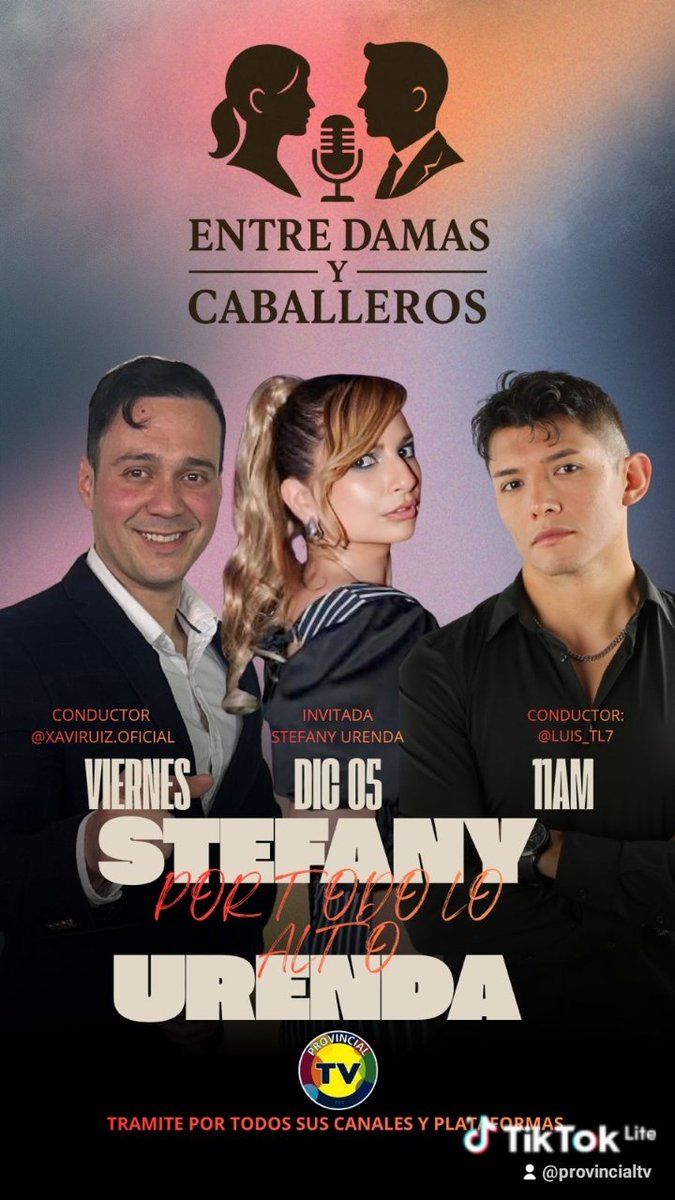 ¡Mañana viernes entre Damas y Caballeros Matinal Hoy tu Mejor Día
Tendremos como invitada especial a Estefie Urenda, quien nos contará todos los detalles de un importante evento que se realizará este sábado en Saltos del Laja.
✨ No te lo pierdas.
📺 transmisión por Provincial TV