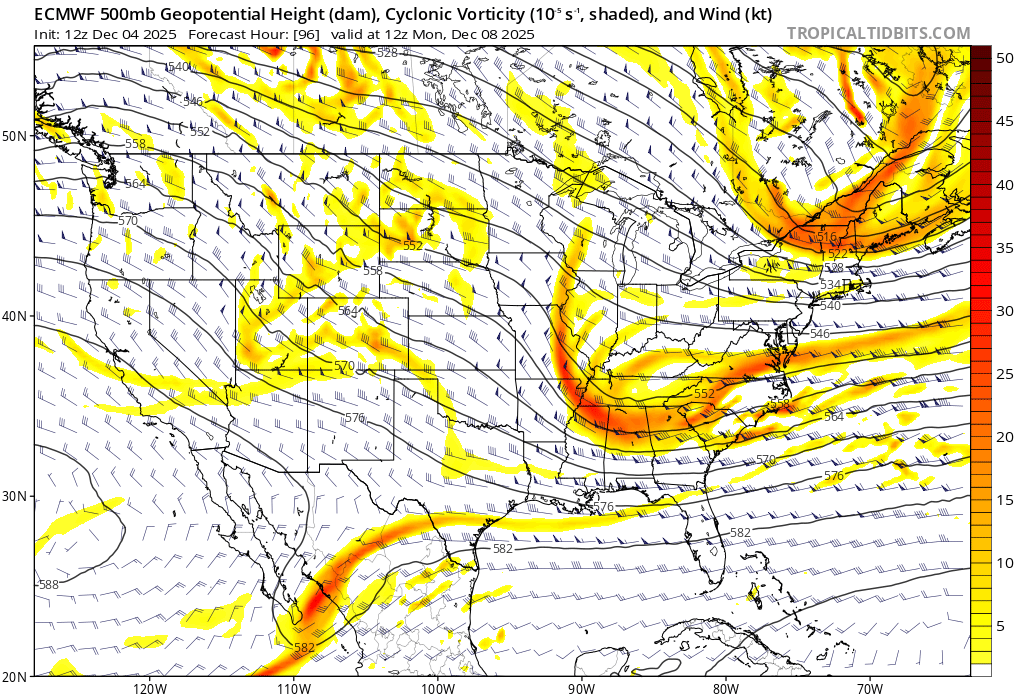 GFS holding strong with a potential minor snowstorm Sunday night into Monday, but all other models don't phase the two pieces, hence light snow showers at best. 

Odds of the GFS verifying are low but not zero, so worth watching.