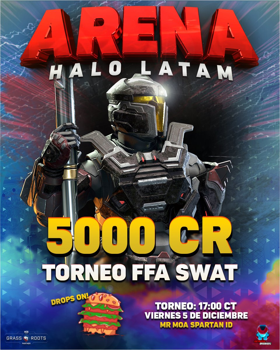 🏆¡NUEVO TORNEO DE HALO INFINITE #ArenaHaloLATAM EDICIÓN FFA SWAT🏆

🗓️Viernes 5 de Diciembre
⏰5pm CT/CDMX
💰5000 CR de Halo Infinite
📝32 participantes
Registro: En los comentarios de esta publicación con tu gamertag.