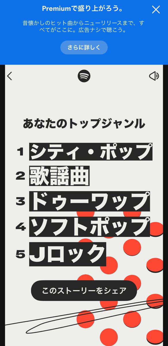 1010_ri's tweet image. Spotifyでもできました‼️
やっぱりSHOW-WAでした💎
予想もタップできます！
皆さんも見てみてください🥰

私ジャンルはシティポップが１位⭐️

#Ruby
#SHOW輪
#Spotify