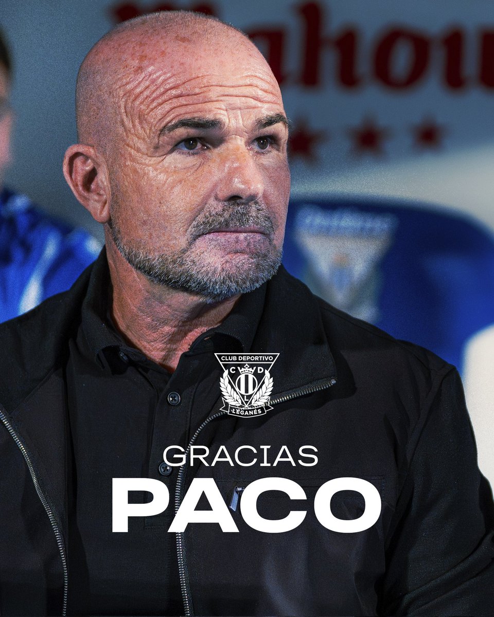 ‼️ El <a href="/CDLeganes/">C.D. Leganés</a> destituye a su técnico, Paco López, tras la eliminación copera contra el Albacete
✅️ El entrenador del C.D. Leganés 'B', Igor Oca, dirigirá la sesión de entrenamiento de este viernes y se sentará en el banquillo el domingo en el partido contra el Córdoba.