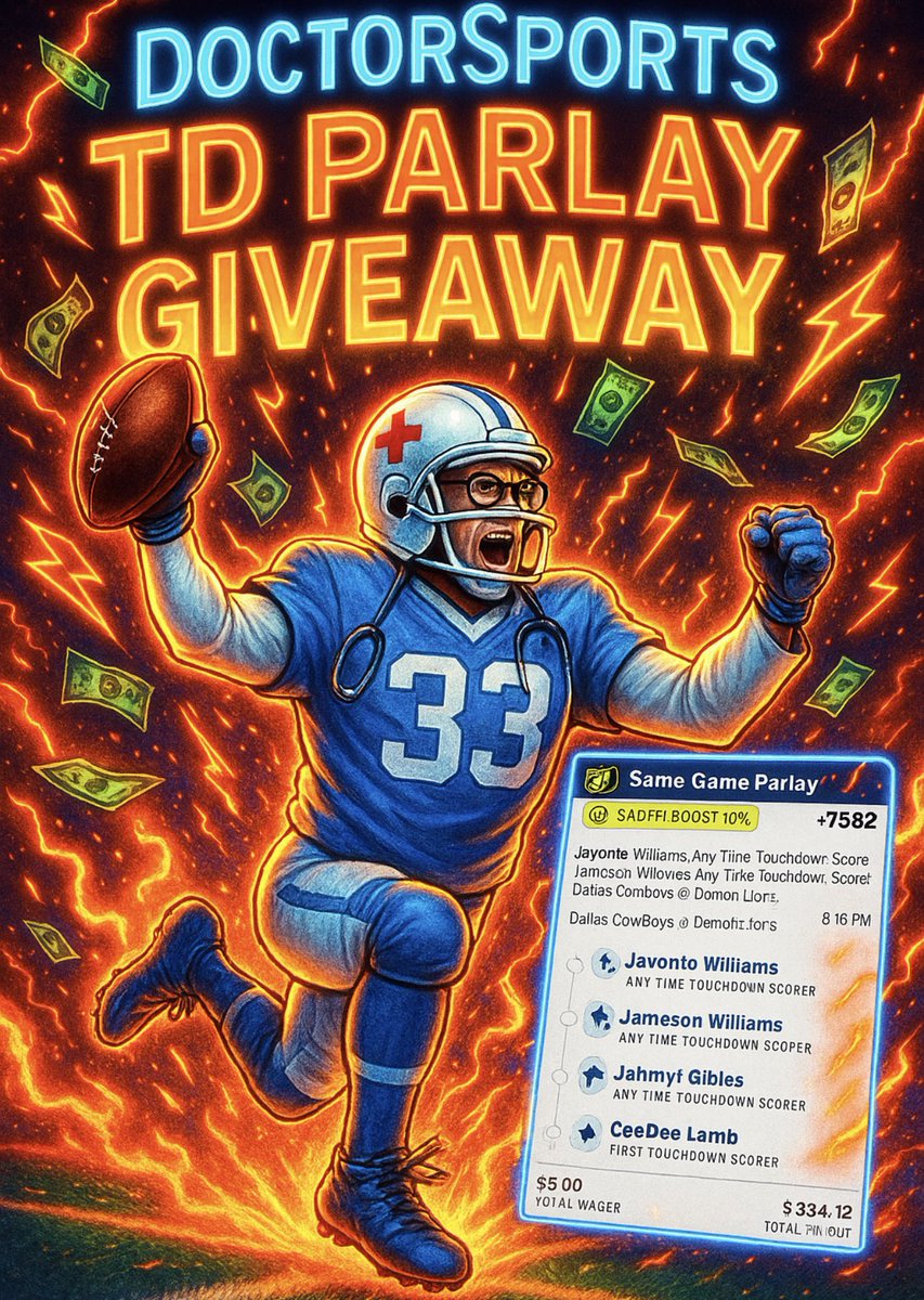 TOUCHDOWN PARLAY GIVEAWAY TIME

$50 TO SOMEONE IF THIS IS A WINNER

MUST LIKE &amp; FOLLOW <a href="/DoctorSports33/">DoctorSports33</a> 

SHARE POST FOR EXTRA ENTRY

VIP ⬇️ ⬇️ JUST $10 A WEEK

winible.com/checkout/14941…

<a href="/DoctorsportsHQ/">DoctorSportsHQ | Daily betting VIP $80 a year</a> #touchdown #parlay #Giveaway #vip #fyp #fypage #fypシviral #fypviraltwitter