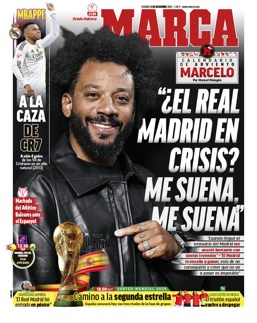marca's tweet photo. #LaPortada 🗞️ Entrevista a Marcelo: "¿El Real Madrid en crisis? Me suena, me suena" https://t.co/ceGMXBHpOa