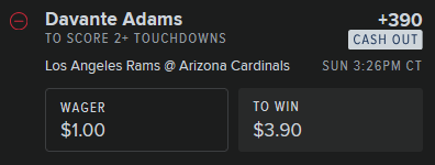 betwith1dollar's tweet photo. @Dataman422 Los Angeles Rams @ Arizona Cardinals

Davante Adams: 2+ Touchdowns; +390

#canyouevenfadethispick https://t.co/jdGCdpgP05
