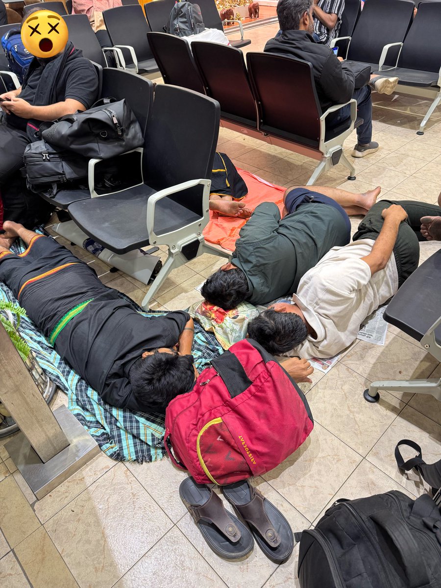 vadditweets's tweet photo. This is the state of Trivandrum airport since yesterday evening. Thanks @IndiGo6E and @AdaniOnline for your timely support in this matter and proving us ample amount of space to rest. 😐 https://t.co/5nbMFNOcNO
