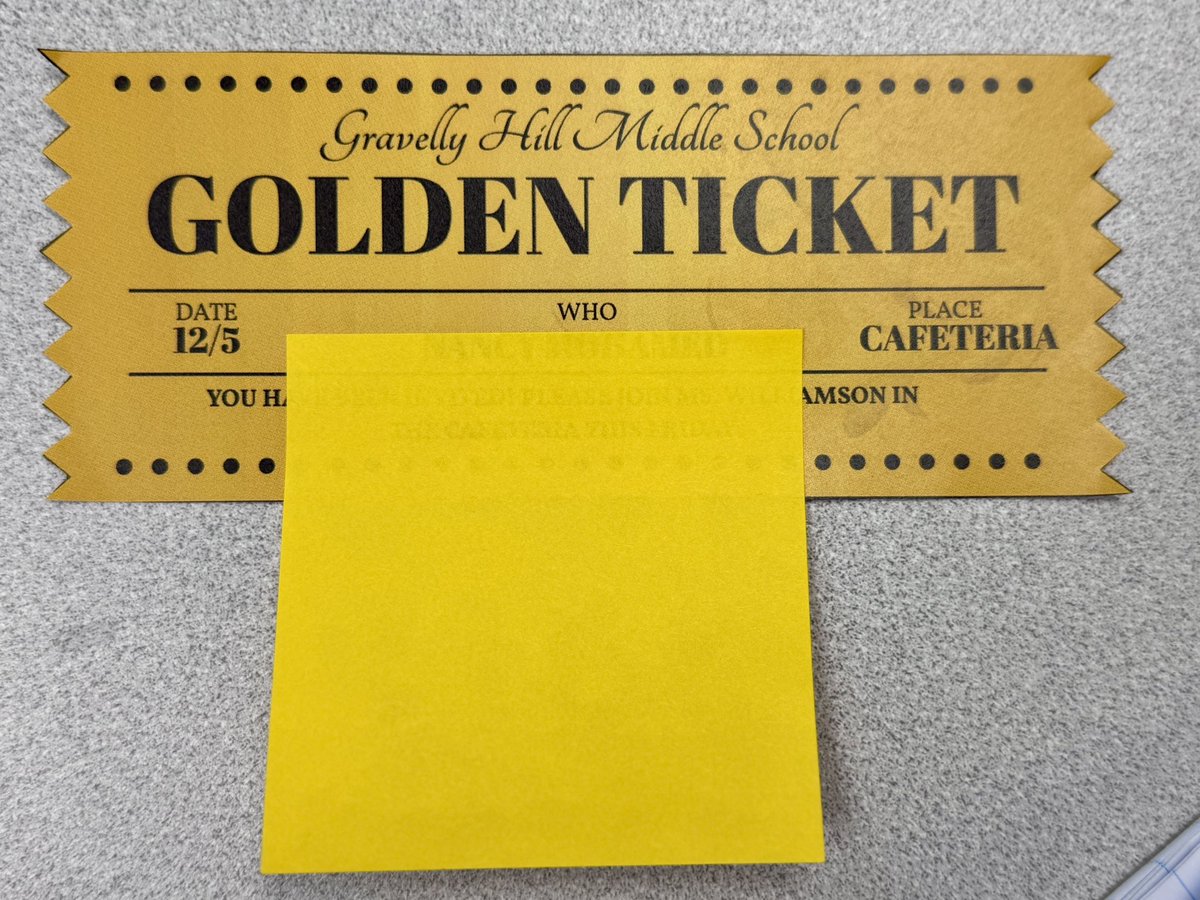 GHMS_Grizzlies's tweet photo. #GHMSDay65 | Grizzlies should be seeing Golden Tickets posted on classroom doors throughout the bldg. These tickets recognize our A Honor Roll & A/B Honor Roll students, & these Golden Tickets serve as a ticket for a special Honor Roll treat! #OurGravelly #livingthegrizzlydream https://t.co/Xg6XzqMSO5