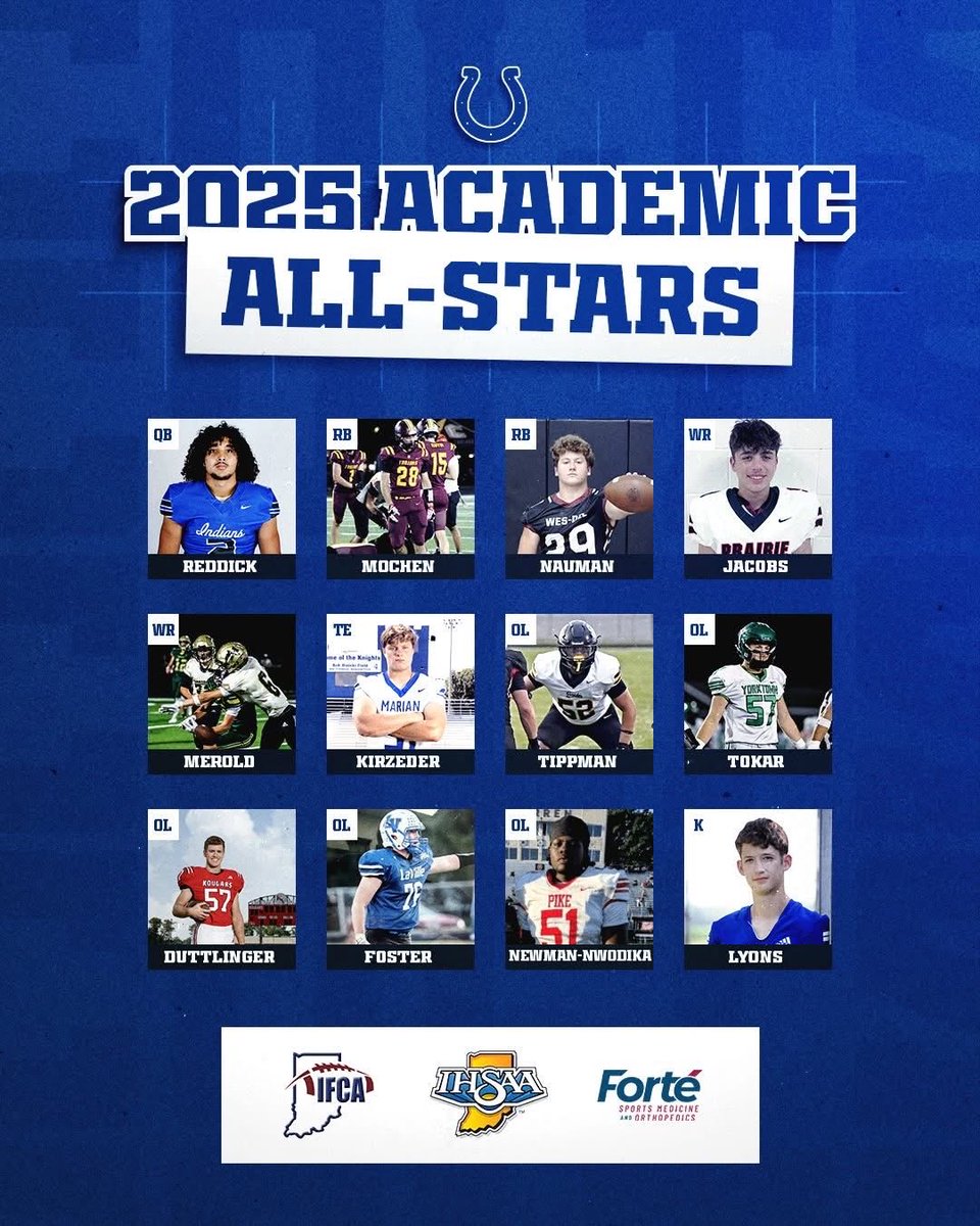 Congratulations to Brock for making the 2025 Colts/IFCA Academic All Star Team! colts.com/footballdevelo…