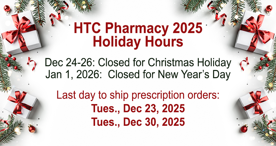 HTCColorado's tweet image. The holiday rush is here! Be sure to order any of your pharmacy supplies with extra time. See holiday shipping details at our website: bit.ly/3MhfSit