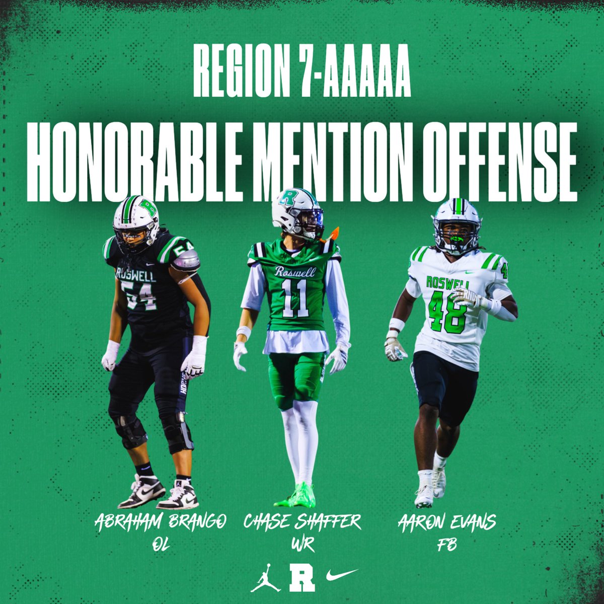 Roswell_FB's tweet image. Introducing your #Team76 2nd Team and Honorable Mention All-Region selections!

#WIN
#RoswellStrong