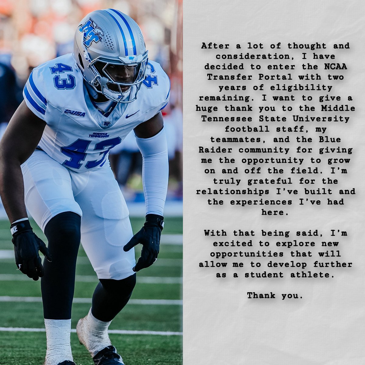 Versatile inside backer, Two Years of Eligibility‼️