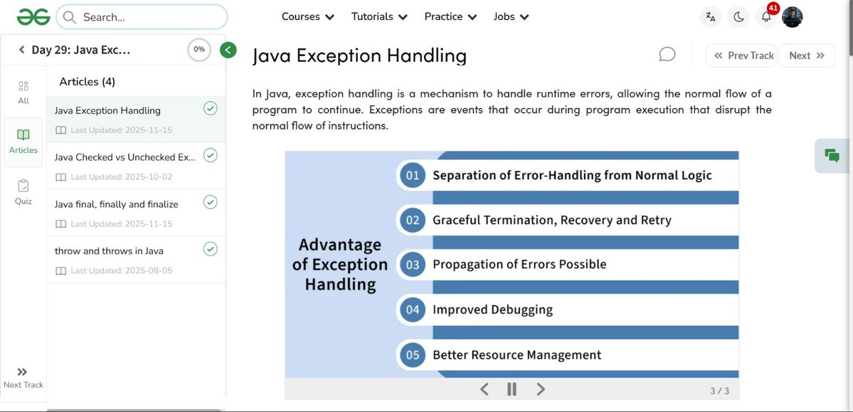 amanhaidry's tweet image. #Java from @geeksforgeeks 🚀
✅Exception Handling
✅Checked vs Unchecked Exception
✅Final, Finally and Finalize
✅Throw &amp;amp; Throws

#365DaysOfCode #JavaDev #GeeksforGeeks #gfg #nationskillup #skillupwithgfg #365DaysOfCoding