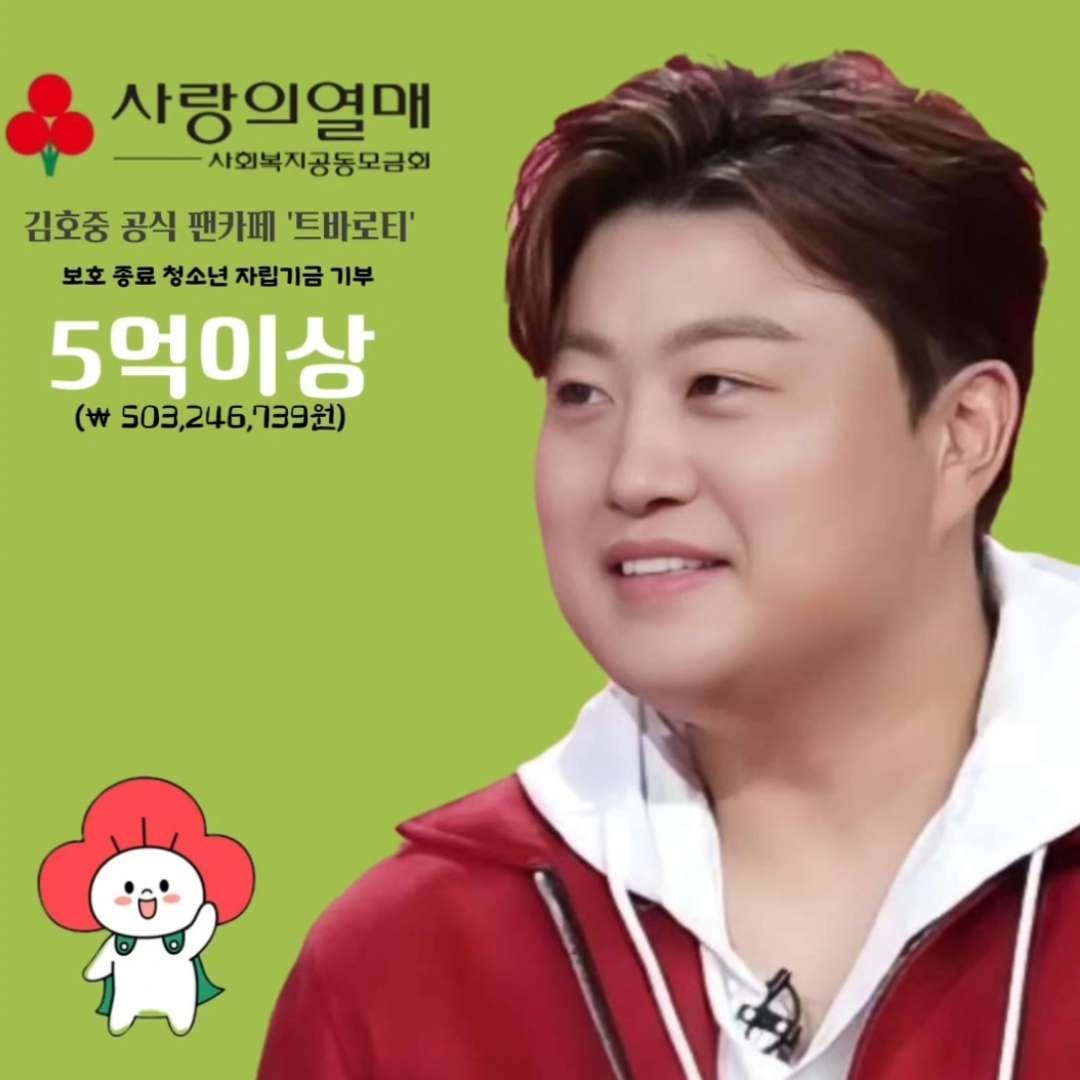 김호중 공식팬카페 트바로티 함께  만든 따뜻한 발걸음 
#김호중선한영향력 #김호중기부
#김호중_사랑의열매 #따뜻함을모으다
#김호중공식팬카페_사랑의열매5억3백만원기부
#보호종료청소년지원 #김호중아리스
#김호중_트바로티_착한팬클럽