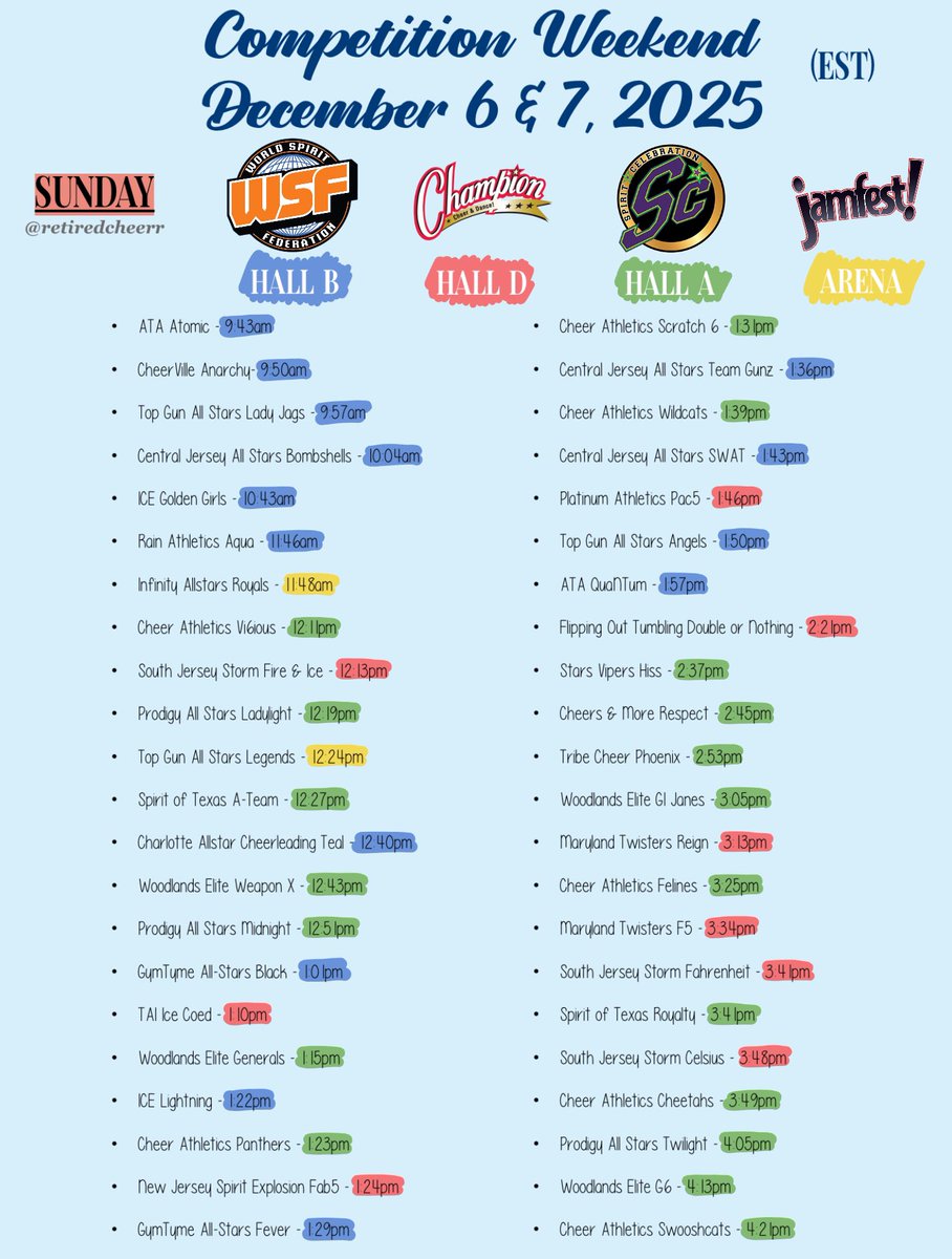 Competition weekend‼️ December 6-7
- WSF, Champion Cheer, Spirit Celebration &amp; Jamfest