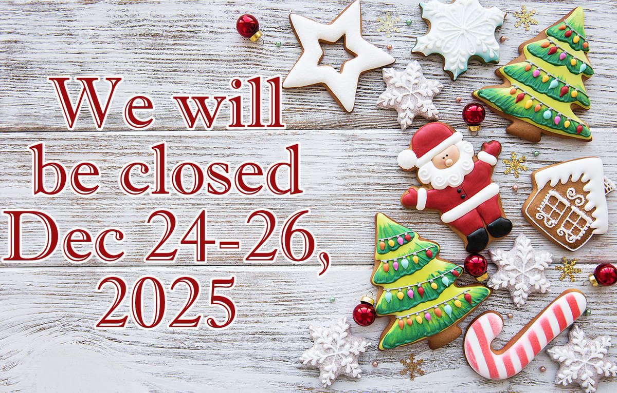 HTCColorado's tweet image. Just a reminder! Our clinic, pharmacy, and admin offices will be closed this Wed-Fri, Dec 24-26, 2025 for the Christmas holiday. Please contact us right away if you need supplies or support-and see our after hours info if you need help over the holiday: bit.ly/3Ir2x2y