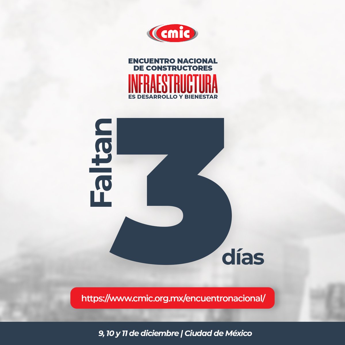 🚀 Solo 3 días.

La industria se acerca a su momento clave del año.
Información, networking y una visión clara de lo que viene para 2026.

Últimos días para inscribirte:
cmic.org.mx/encuentronacio…

#EncuentroConstructores2025
#InfraestructuraEsDesarrolloyBienestar