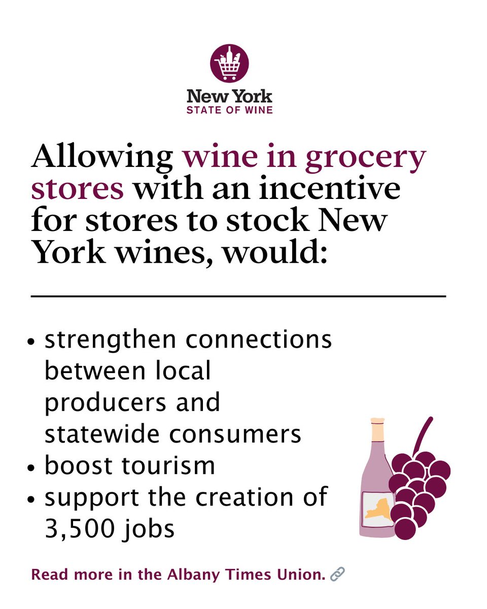 cecc_ny's tweet photo. NEW: Albany is leaving more than $70 million a year on the table.

A new independent analysis from FTI Consulting shows New York could unlock major revenue without raising taxes or cutting essential programs – simply by allowing wine in grocery stores. 

#NYStateofWine https://t.co/81Ebtof4IA