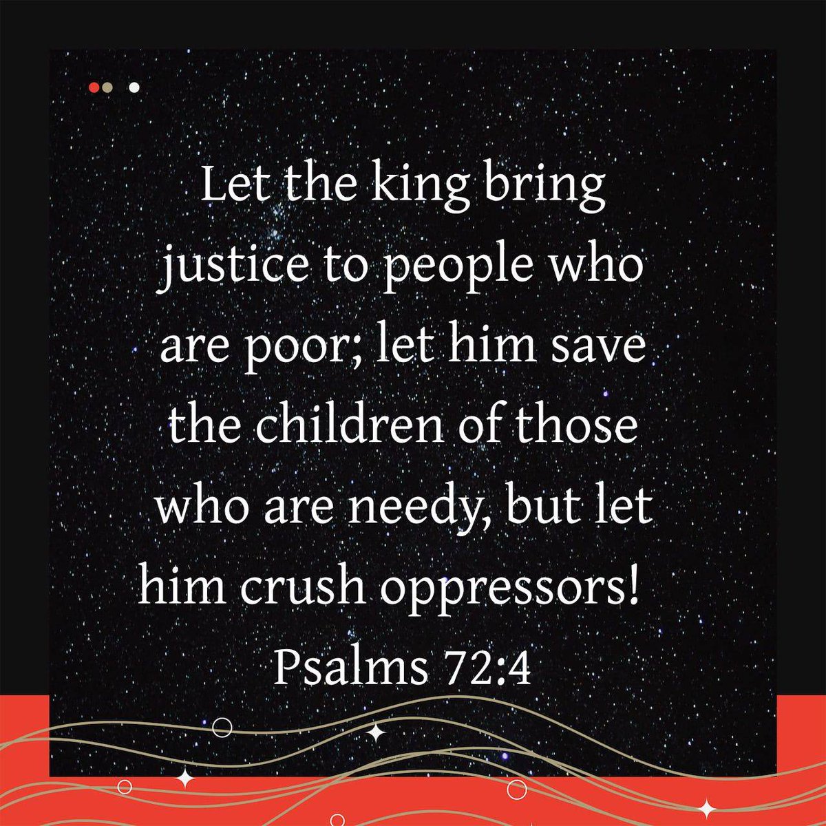 Psalms 72:4 CEB
[4] Let the king bring justice to people who are poor; let him save the children of those who are needy, but let him crush oppressors!
#Advent
bible.com/bible/37/psa.7…