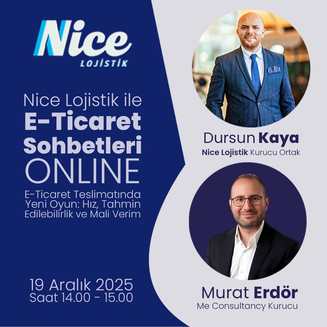 Deneyimli kadro, özgün teknoloji, açık iletişim ve çevik yapısıyla 81 ilde taşıma hizmeti sağlıyan, fulfillment hizmeti ile Türkiye'nin saygın markalarına hizmet veren Nice Lojistik ile E-Ticaret Sohbetleri Online adlı yayına başlıyoruz. 

İlk yayında sevgili Dursun Kaya (Dursun