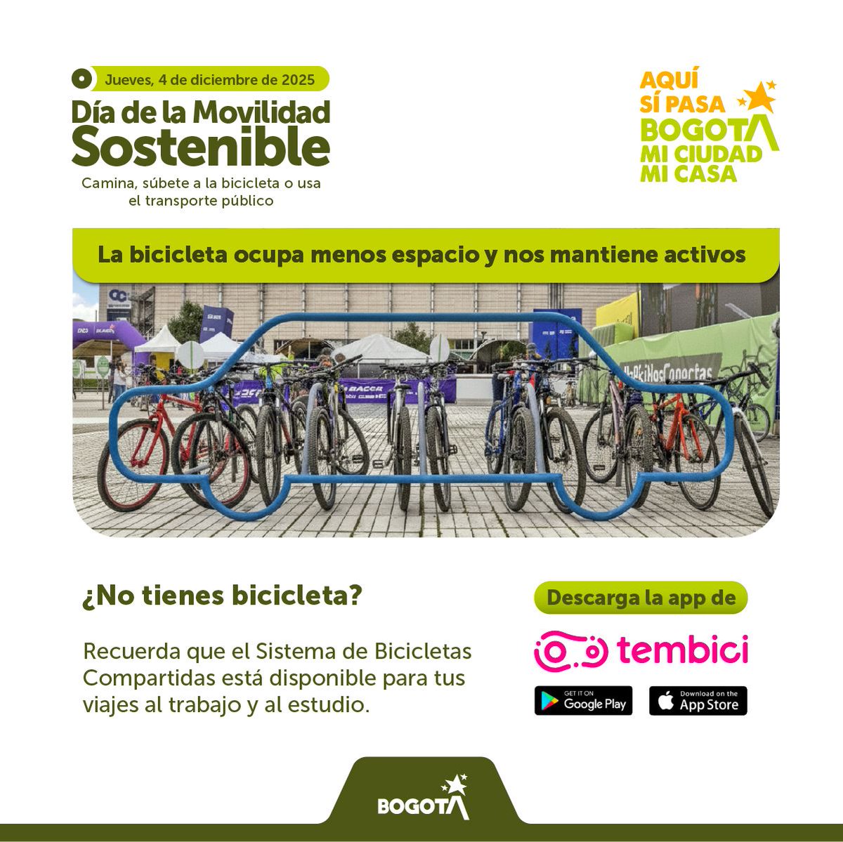 ❗ DÍA DE LA MOVILIDAD SOSTENIBLE 🛴🚲

La Universidad Distrital adopta esta jornada los primeros jueves de cada mes (día hábil), de 5:00 a.m. a 9:00 p.m.; en el marco del Decreto 037 de 2019.

#RedMuéveteMejor <a href="/SectorMovilidad/">Movilidad Bogotá</a>