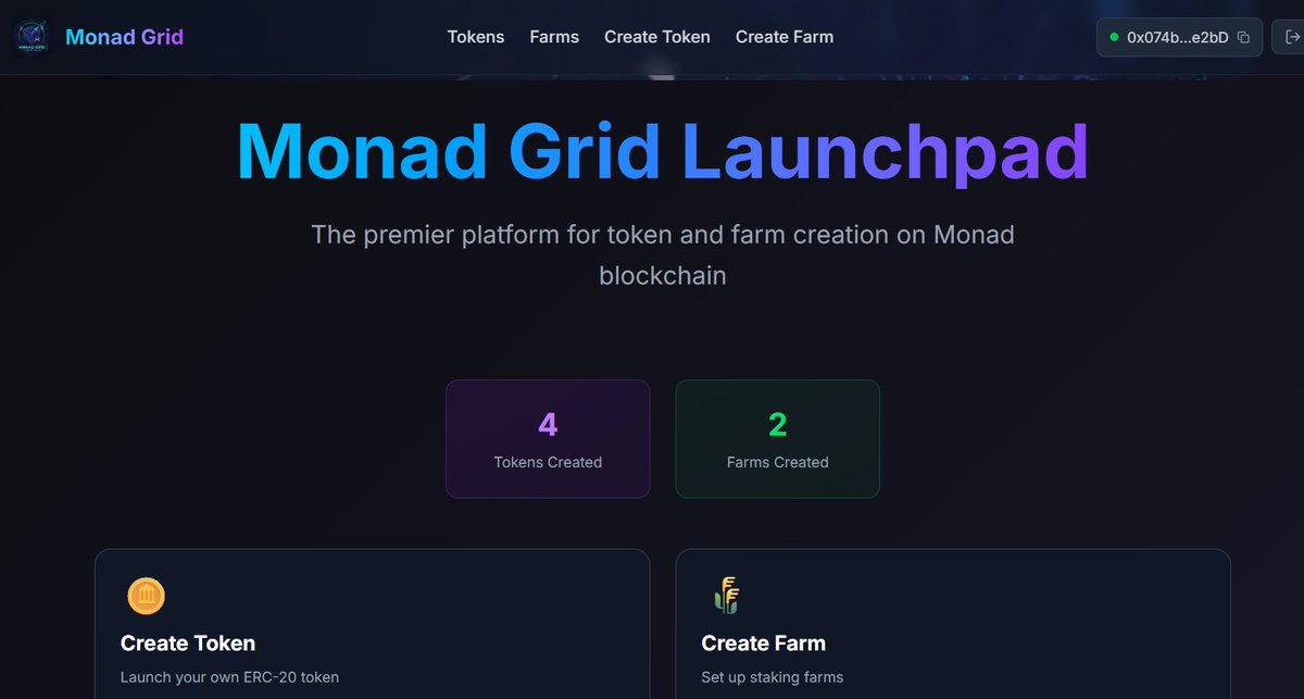 MonadLaunchgrid's tweet image. 🚀 Come check out the Monad Grid Launchpad. Create an advanced token on Monad in just minutes.
Simple UI. Powerful features.
Launch today.
monadlaunchgrid.com
#MonadGrid #Monad #Launchpad