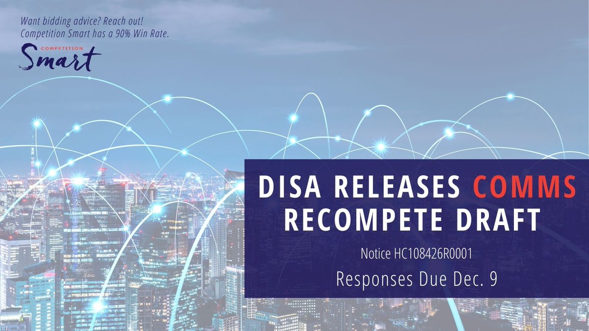 DISA has released its first draft of a communications equipment recompete. Responses are due Dec. 9. See the draft here: sam.gov/workspace/cont…