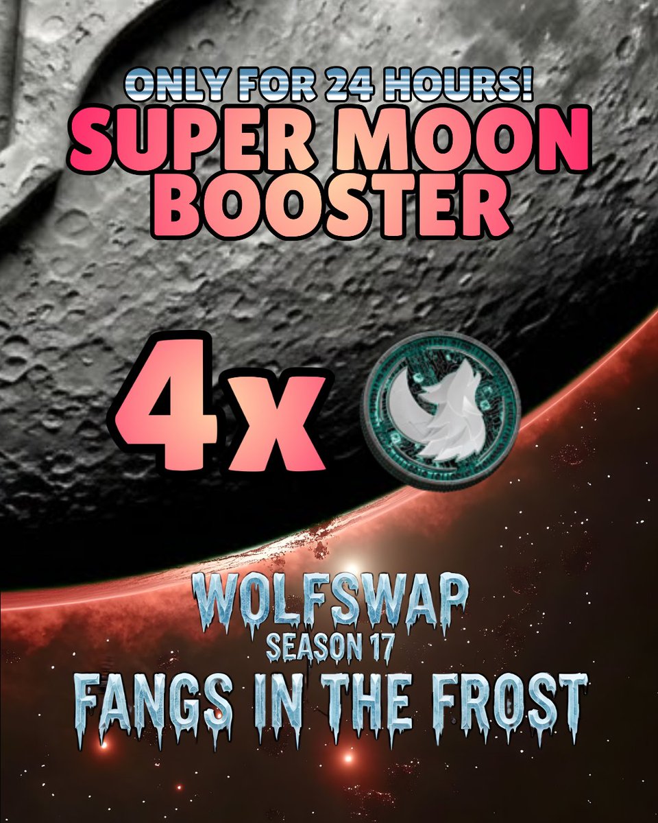 The SUPER $MOON is UPON US and it brought a massive buff! 🐺

We activated a SUPER $MOON BOOSTER:
4X points on ALL $MOON trades for Season 17: Fangs in the Frost!

This is your cheat code to the top of the leaderboard. Don't waste it.