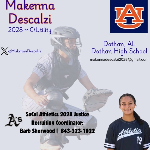 I’m super excited for this weekends camp, at the Auburn University!! #2028 <a href="/SoCal_2028/">So Cal Athletics 2028 Justice</a> <a href="/BSherSB/">Barb Sherwood</a> <a href="/LegacyLegendsS1/">Legacy & Legends Softball</a> <a href="/SoftballDown/">Down South Softball</a> <a href="/SoftballHome/">Softball Home</a> 

<a href="/KateMalveaux/">Kate Malveaux</a> <a href="/CoachMalveaux/">Chris Malveaux</a> <a href="/DJSanders37/">Doni Jeneé</a> <a href="/Garrett_Siemek3/">Garrett Siemek</a>