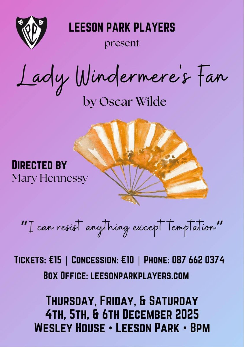 TeaTimeinDublin's tweet photo. The Leeson Park Players presented a fantastic performance of Oscar Wilde's Lady Windermere’s Fan today. Huge thanks to the entire cast and crew. Such an enjoyable experience!

@LPPDublin #theatre #play #performance #culture #Dublin https://t.co/uAHpOWCHPJ