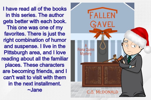 The newest installment of #FionaQuinnMysteries is the perfect #stockingstuffer for the #cozymystery lover on your list! The suspects are called to order when Judge Kiss is found dead in chambers! Fiona is knee deep in secrets &amp; scandal! 
⚖️FALLEN GAVEL⚖️ amzn.to/46M1J59