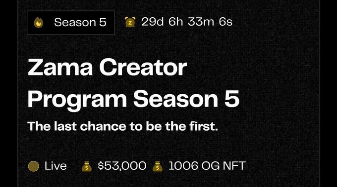 Legendgody's tweet photo. Do you know @zama season 5 is live and is going to last till on 31 of December 

According to the team, this will be the last season before the token sales

What do you think will be the benefits or use case of the OG NFT?

Eligible for drop or discount on the upcoming token sales

I know you are as curious as I am though.

Keep showing up
