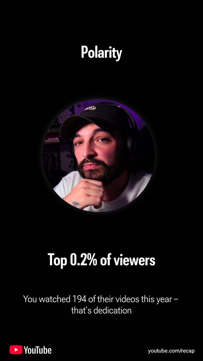 DwayneFMS's tweet image. Check out my 2025 YouTube Recap! Get yours at youtube.com/recap ⁦@polarityjosh⁩ keep up the good work man love the channel