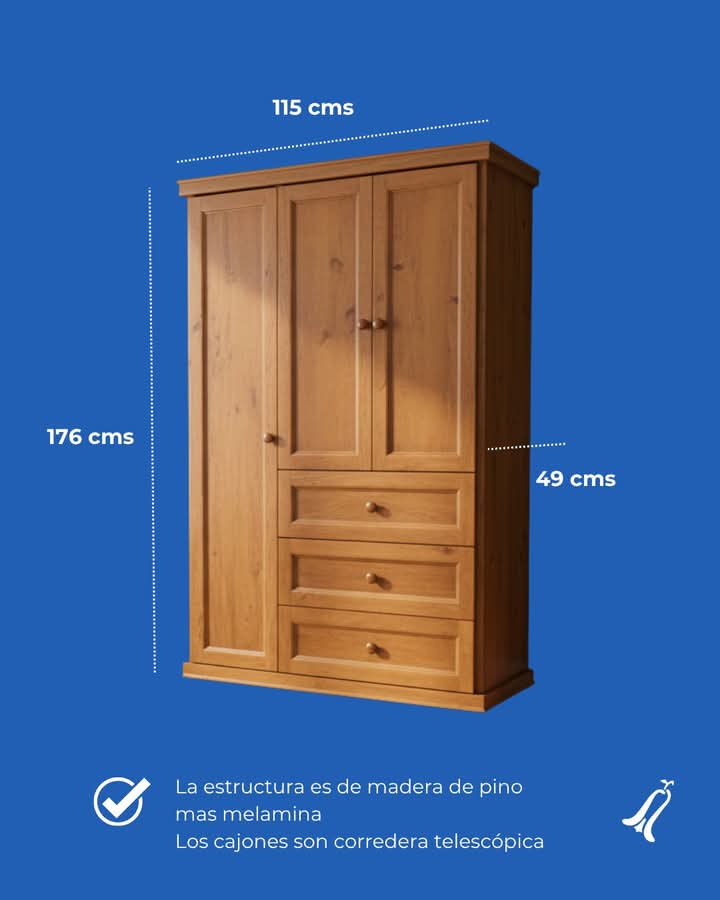 Comcopihue Cl#mueblesdemadera 
El aliado perfecto para ordenar tu ropa sin pelear con el espacio
Hecho con estructura de pino + melamina, firme y resistente, pensado para acompañarte por años.
Sus cajones con corredera telescópica abren suavecito y sin trabas, como te gusta.