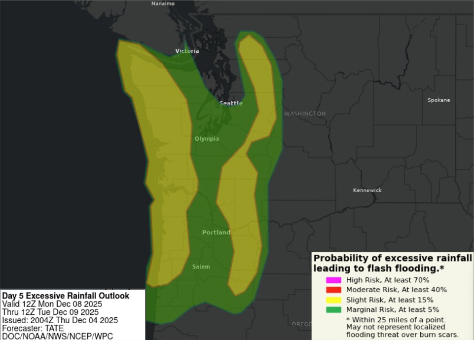 NWSSeattle's tweet image. ⚠️ A series of very wet storm systems will move into the Pacific Northwest this weekend into next week, bringing potential for widespread river flooding. Start preparing now, and stay up to date on the latest river forecasts at water.noaa.gov #WAwx