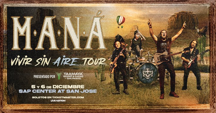 See you this weekend for Maná at SAP Center!

December 5 and 6 🎟️: bit.ly/41T5IZk