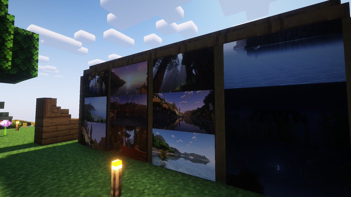 arcadiaSMP1's tweet photo. Construtor e Lua fizeram um mural de fotos! Só paisagem bonita né? https://t.co/xIQefolE4d