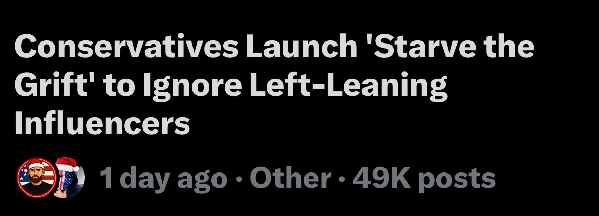 Starve the Grift is now up to 49,000 comments.

Keep the momentum. I need people to comment Starve the grift on this post. Repost it. Then go make your own post about it.

Let’s get it to 100,000 posts