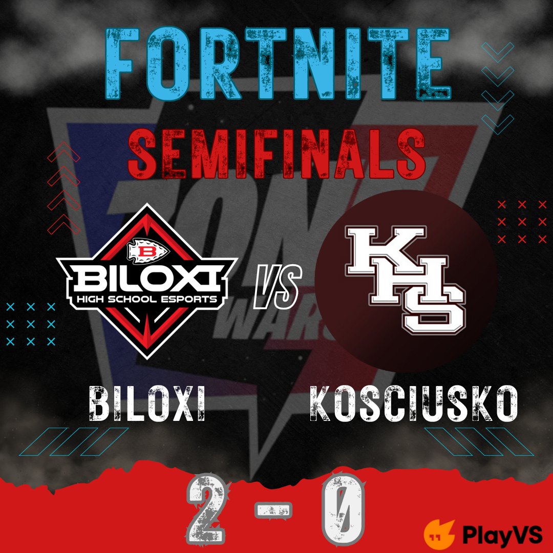 Playoff Update:

Our Fortnite team took down Kosciusko in Semifinals and are headed the Mississippi Regional Championships to take on either Northwest Rankin or Clinton next week. 
#BlxIndianNation | #OneTribe

<a href="/playvs/">PlayVS</a>