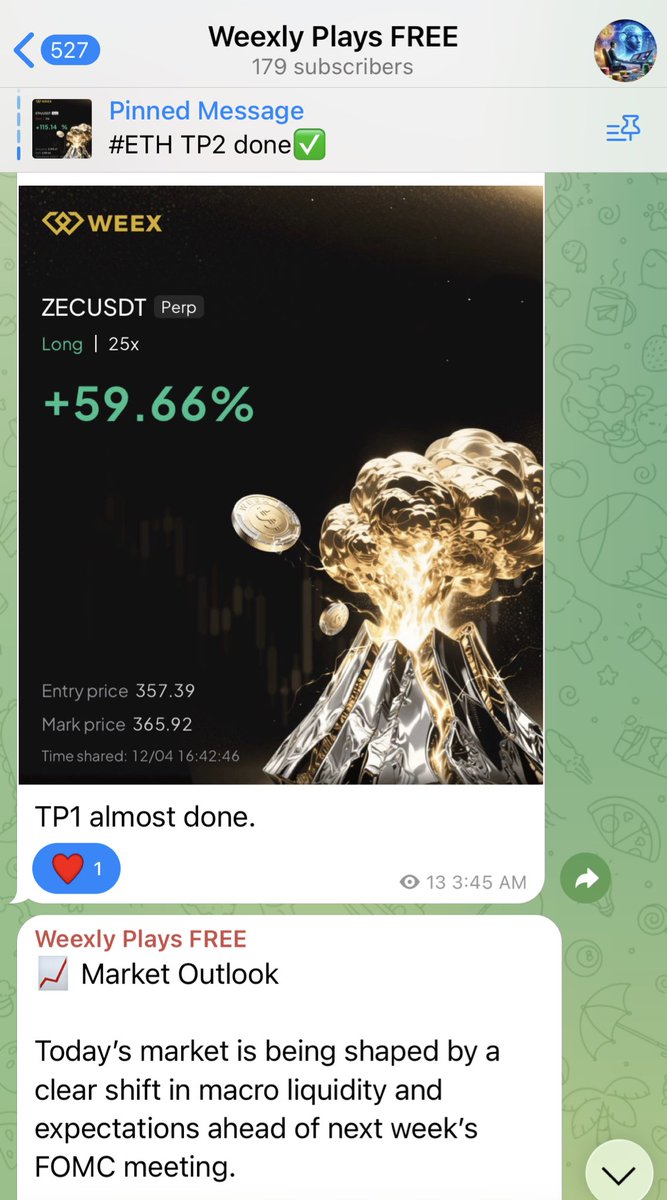 Everyone in crypto is charging big money for private trade groups. I could care less so I made a free leverage trade groups. 

Give you the extract entries and exits. 

Out of the last 10 calls only 2 Stop losses have been hit.

80% win rate. 

So join my telegram group to start