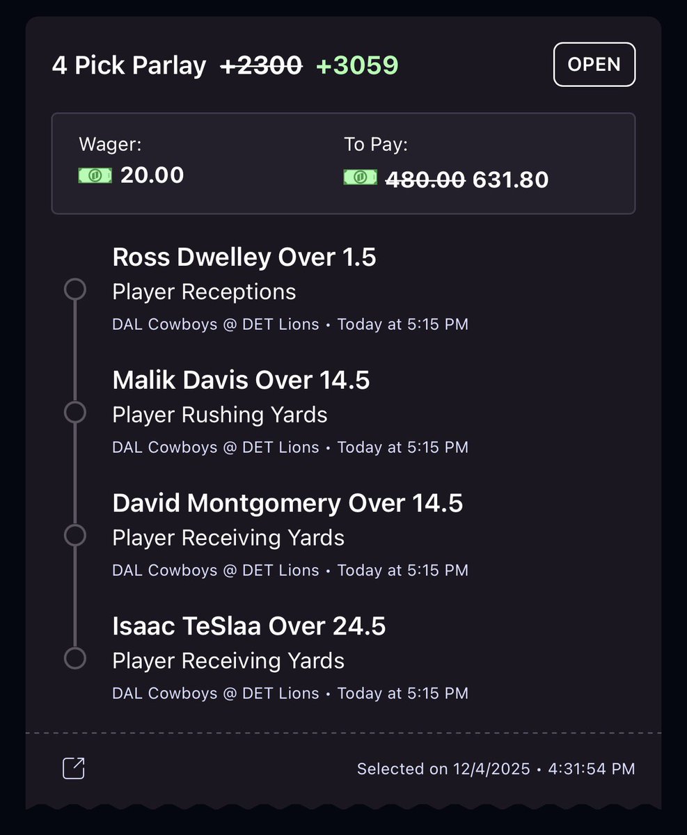 DylPicksGreens's tweet photo. Week 14 Thursday Night Football 🏈 

#DallasCowboys #OnePride

Running with the lowkey pass catchers here tonight 🤫 

Let’s get a first half cash going 💰 

Code DYL @OnyxOdds 💜

Link to tail below 🔗 https://t.co/qMUl7YIJ2T