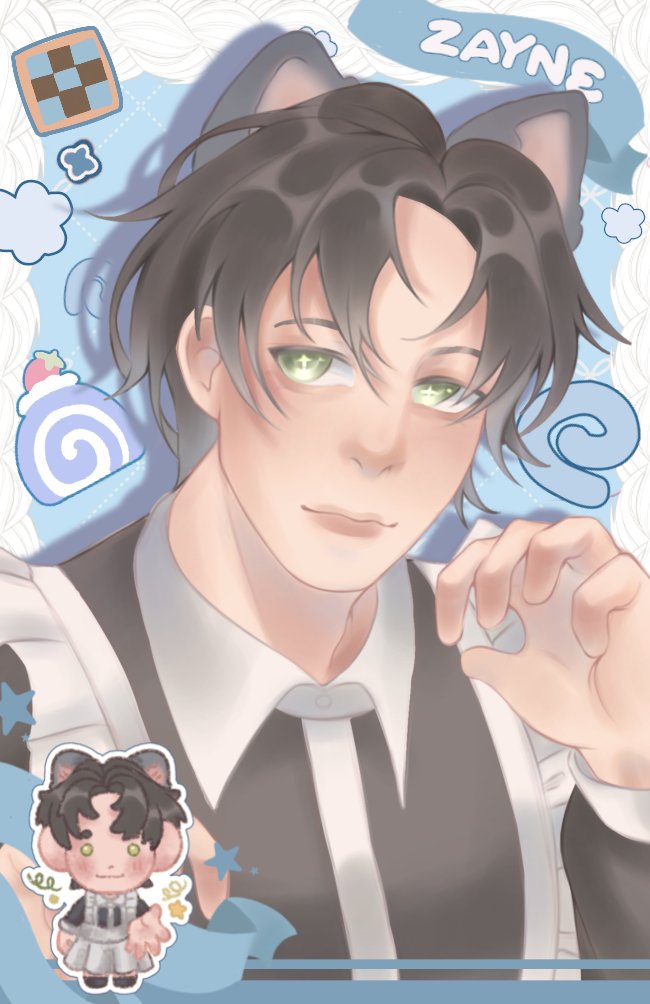 𓍢ִ໋🌷͙֒.  #LoveandDeespace Kitty Cafè (3/5) Photocard #Zayne 彡

9 more days until the event! Guess who got sick just a week before the event? Is this normal? 🫩💔
 #artmoots