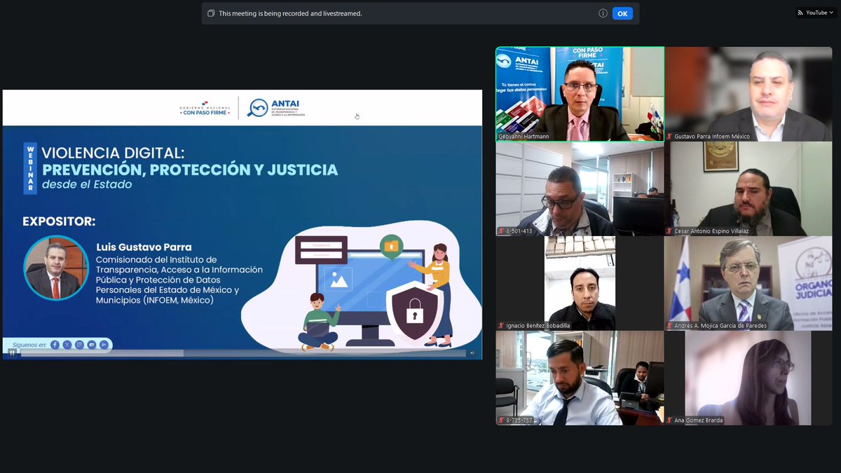 Infoem's tweet image. Al participar en el webinario “Violencia digital: prevención, protección y justicia desde el estado”, de la @ANTAI_Panama, el Comisionado @lgparranoriega compartió cómo las herramientas del #Infoem, “#CineConversatorios” y “#Micrositio”, ayudan a prevenir la #ViolenciaDigital.