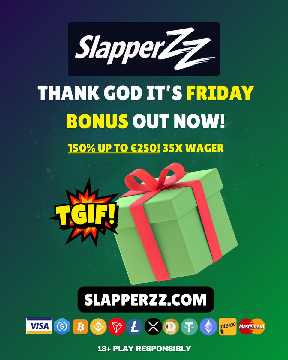 Slapperzzcom's tweet image. TGIF bonus now live! 

Claim it on Slapperzz.com 

#slapperzz #casino #bonus #free #slots #gamble